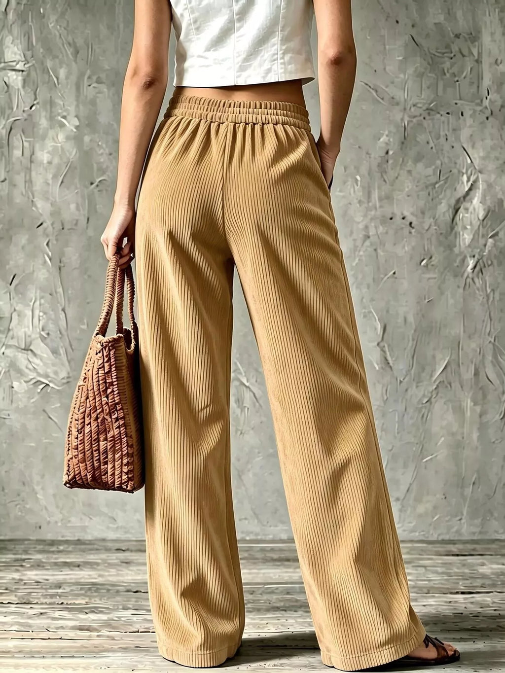 Full Size Wide-Leg Corduroy Pants Plus Size - Lilixa.store