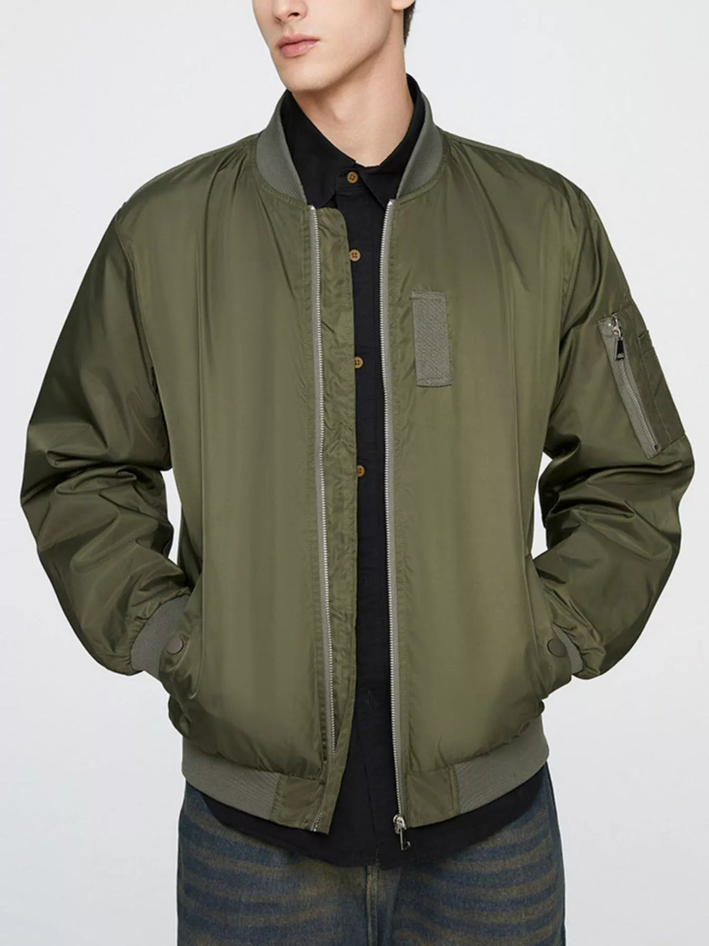 Men's Plus Size Zip Up Lightweight Bomber Jacket
