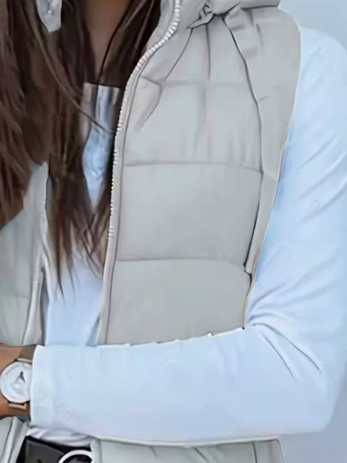 Zip Up Longline Hooded Puffer Vest Coat - Lilixa.store