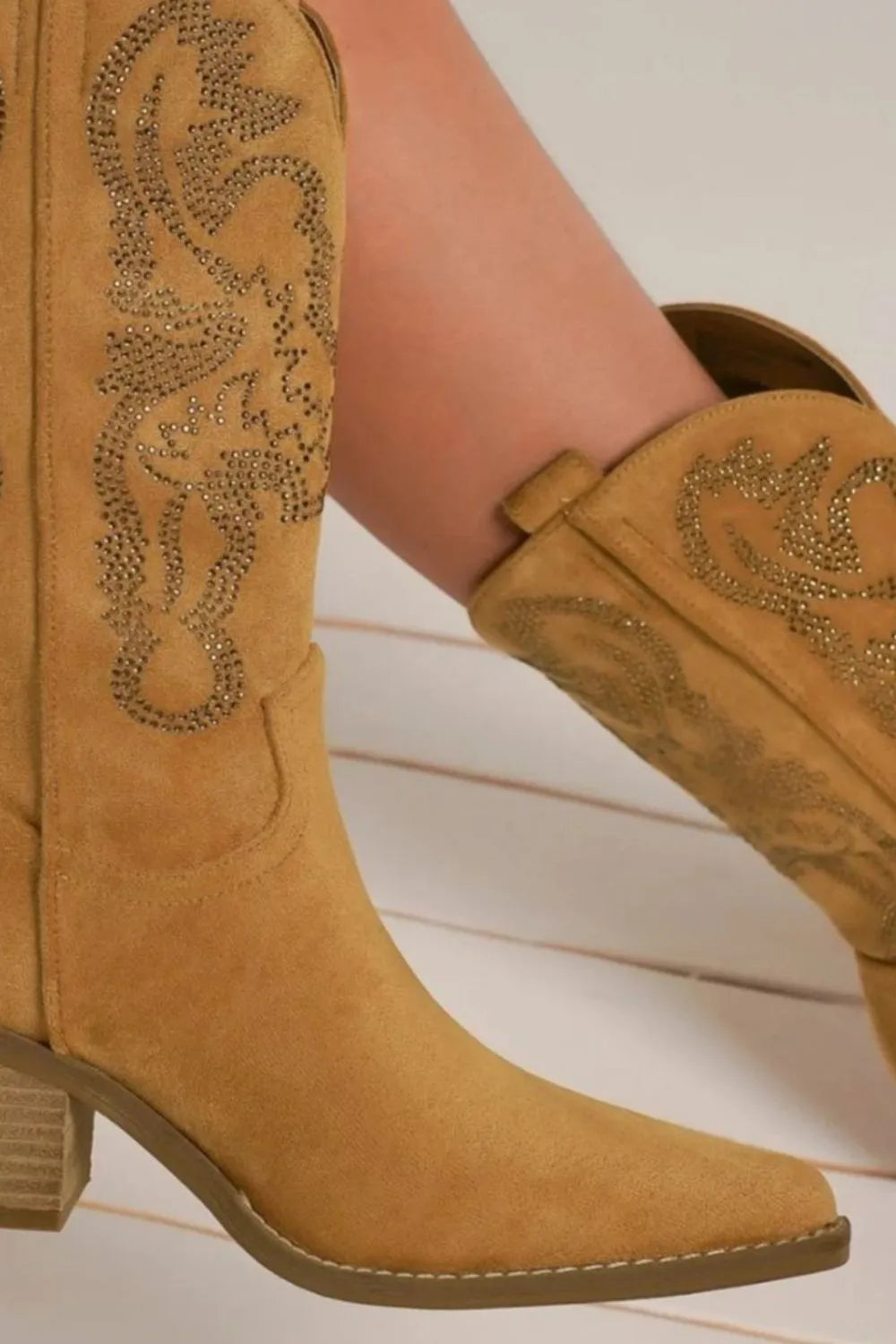 Beast Fashion Rhinestone Detail Point Toe Boots - Lilixa.store