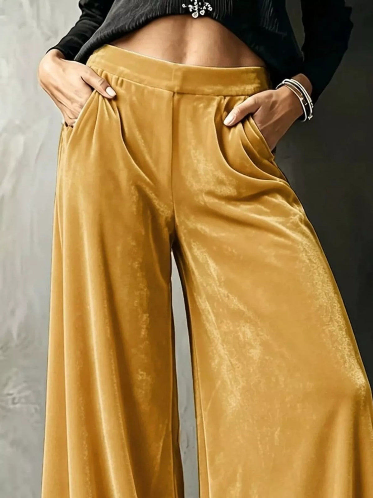 Full Size High-Waisted Wide-Leg Velvet Pants Plus Size - Lilixa.store