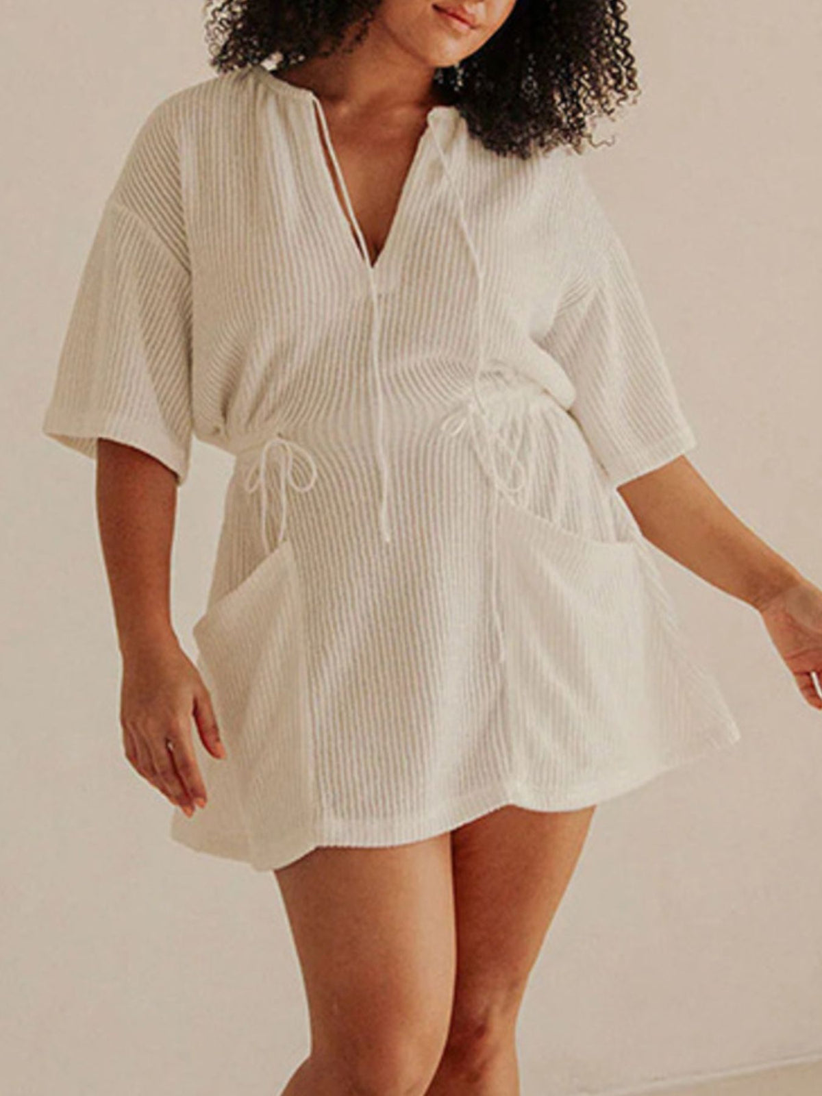Relaxed Fit Half Sleeve Cover-Up Dress - Lilixa.store