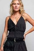 POL V-Neck Cotton Ruffled Crop Cami - Lilixa.store