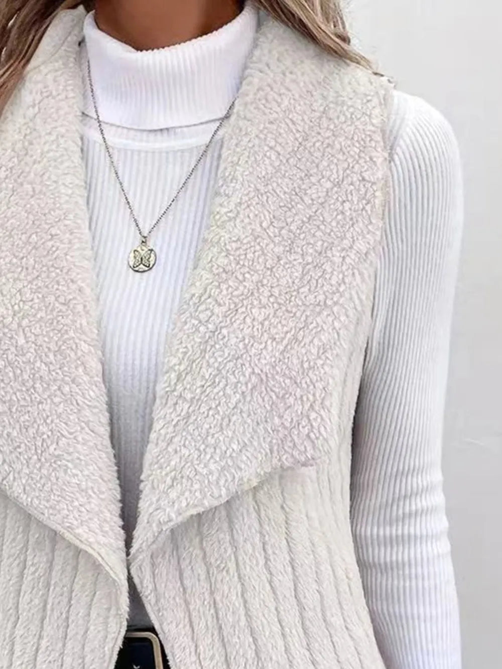 Open Front Fuzzy Vest Coat, view 4