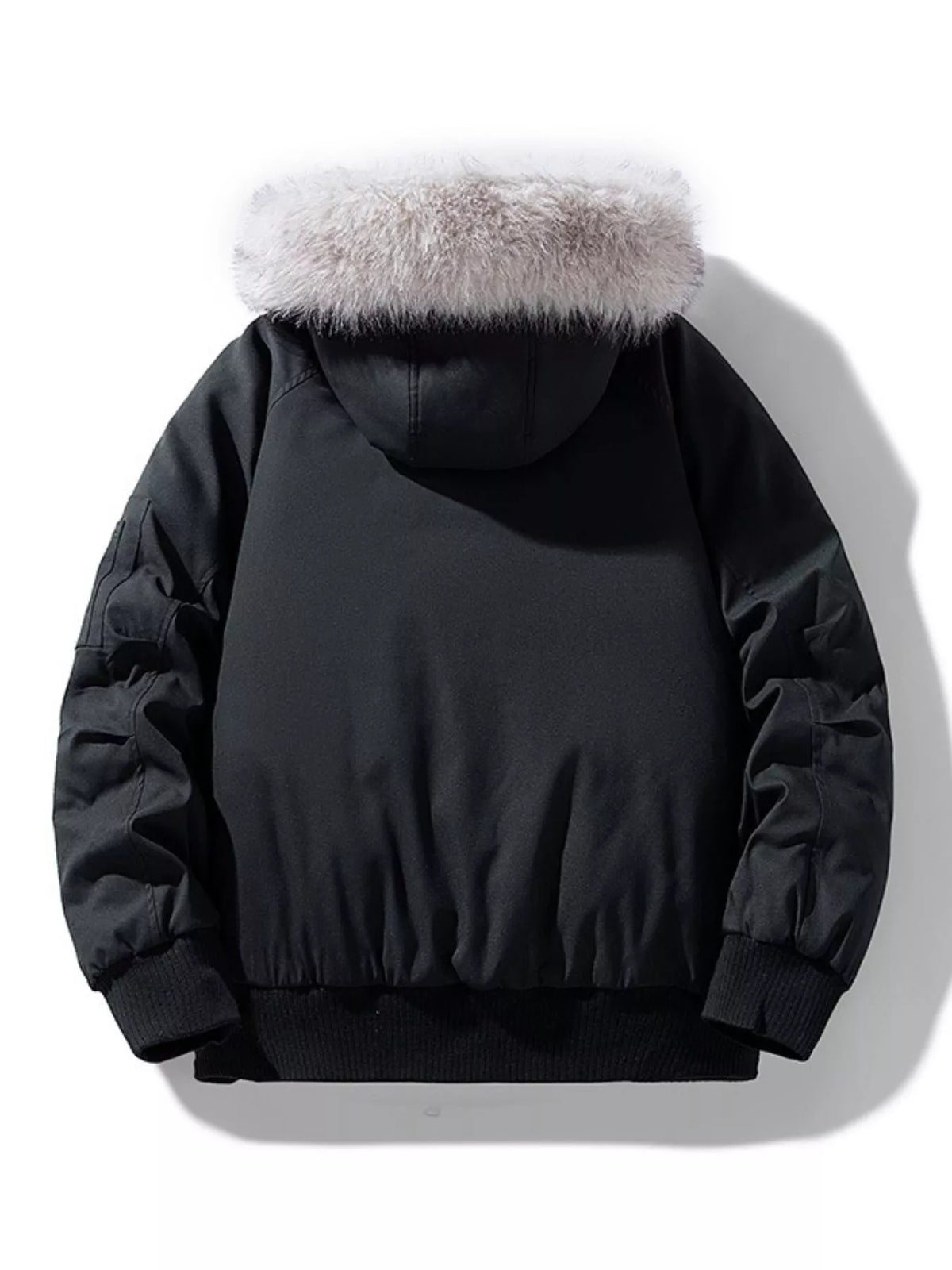 Men's Plus Size Faux Fur Hooded Padded Bomber Jacket - Lilixa.store