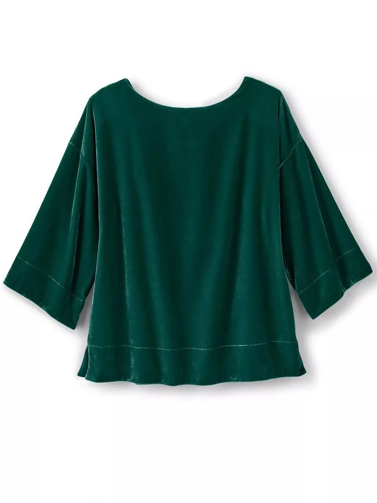Velvet Boat-Neck T-Shirt with Three-Quarter Sleeves, view 9