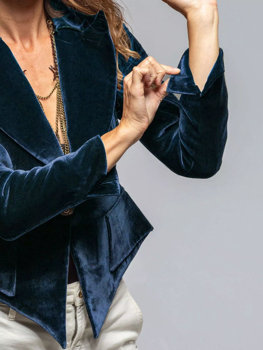 Velvet Lapel Collar One Button Blazer - Lilixa.store