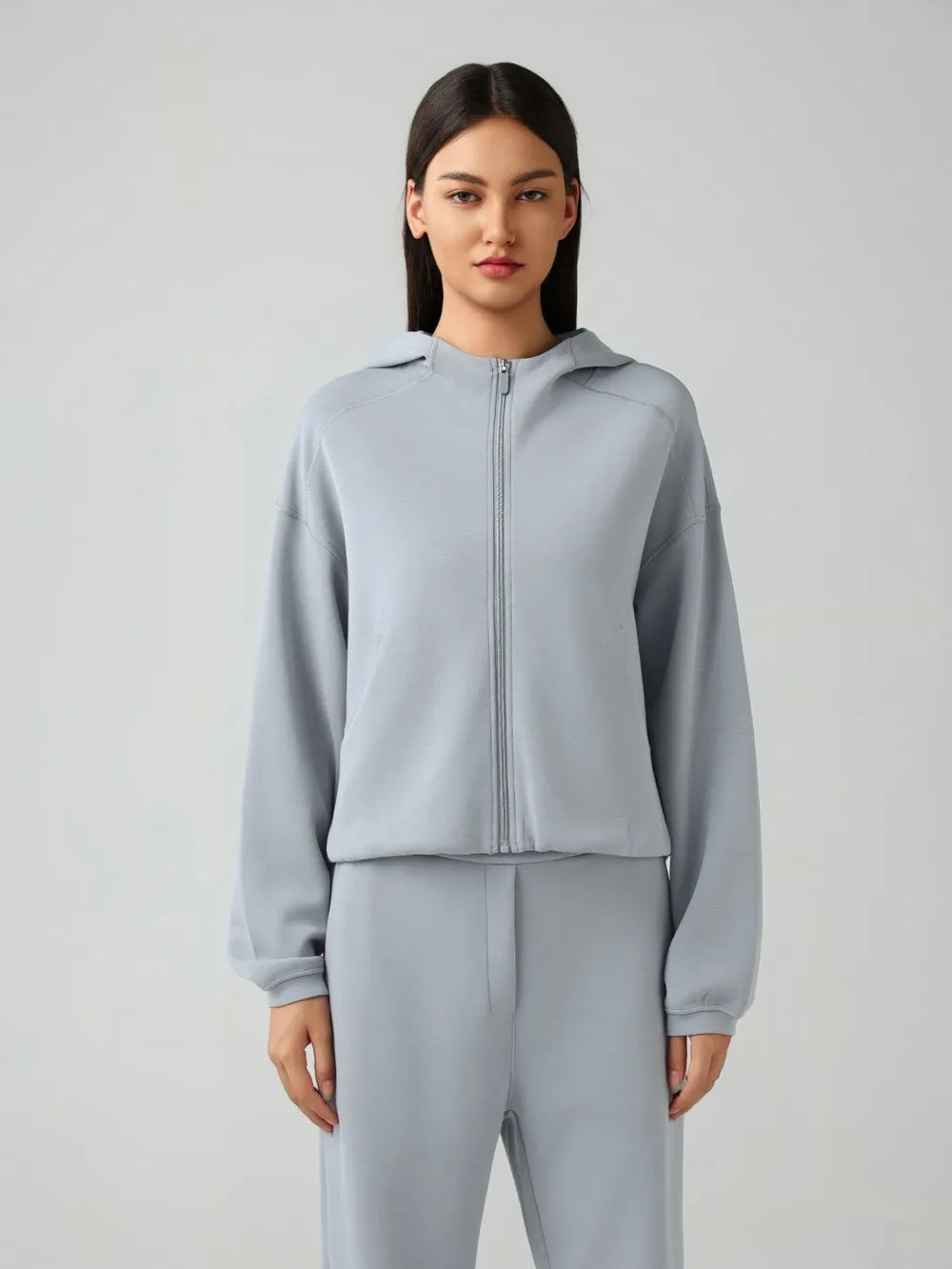 Millennia Zip Up Dropped Shouder Active Hooded - Lilixa.store