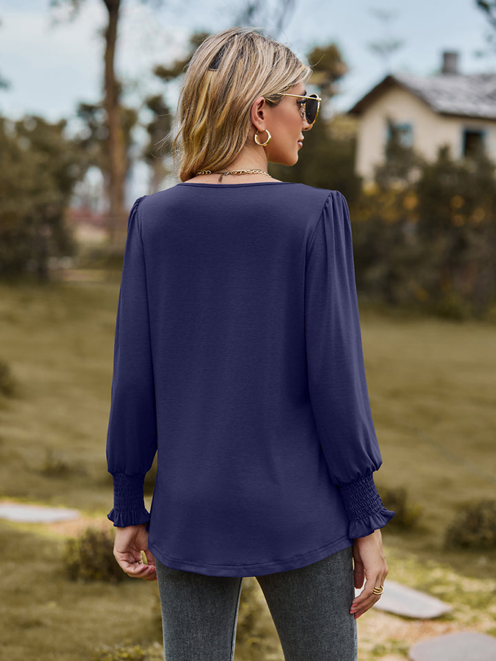 Puff Sleeve Pleated Blouse, view 6