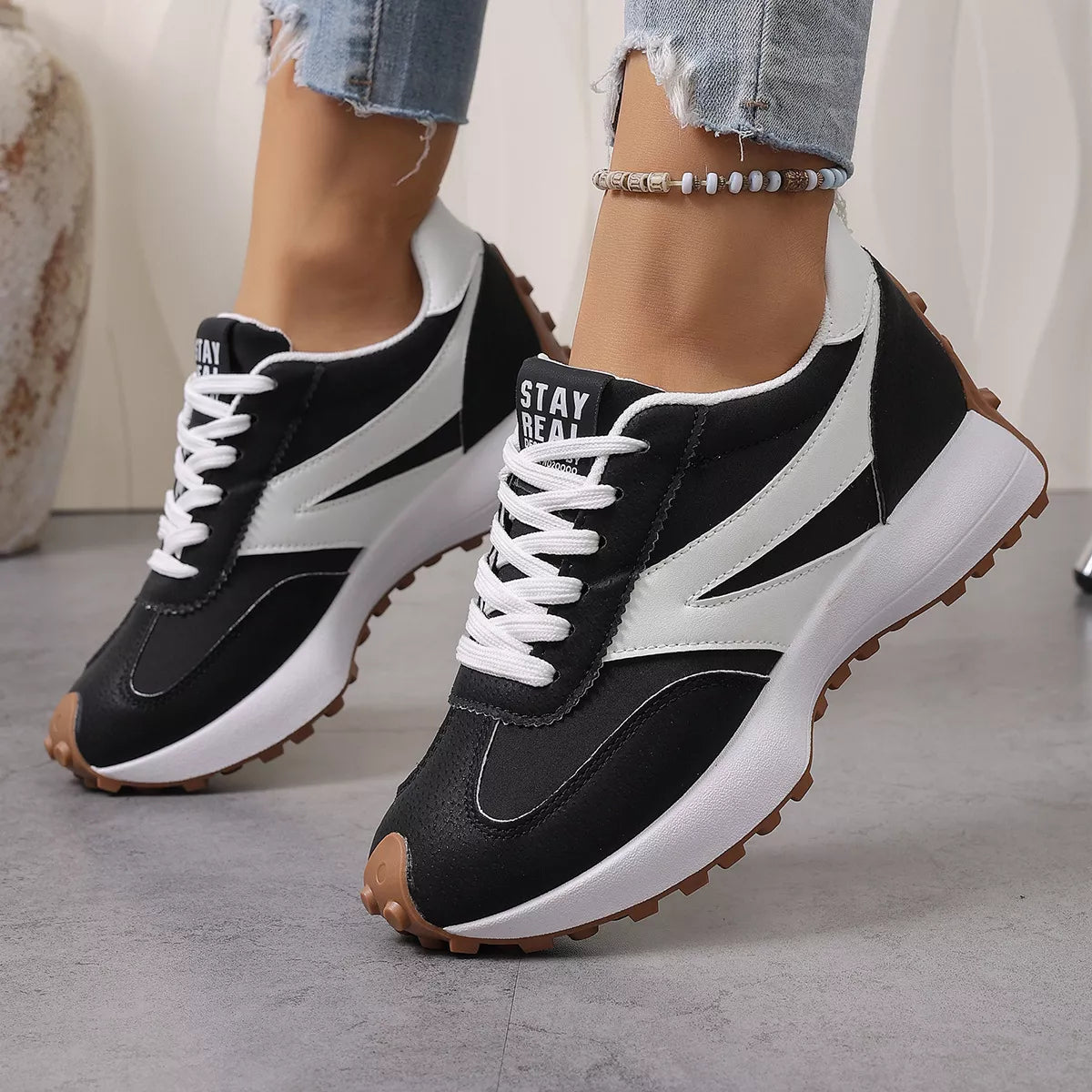 Color‑Blocked Platform Casual Sneakers - Lilixa.store