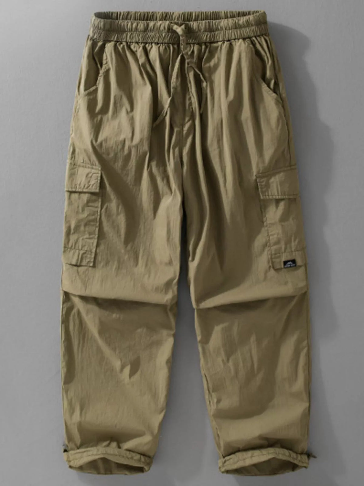 Men's Plus Size Drawstring Wide Leg Pants in Light Brown