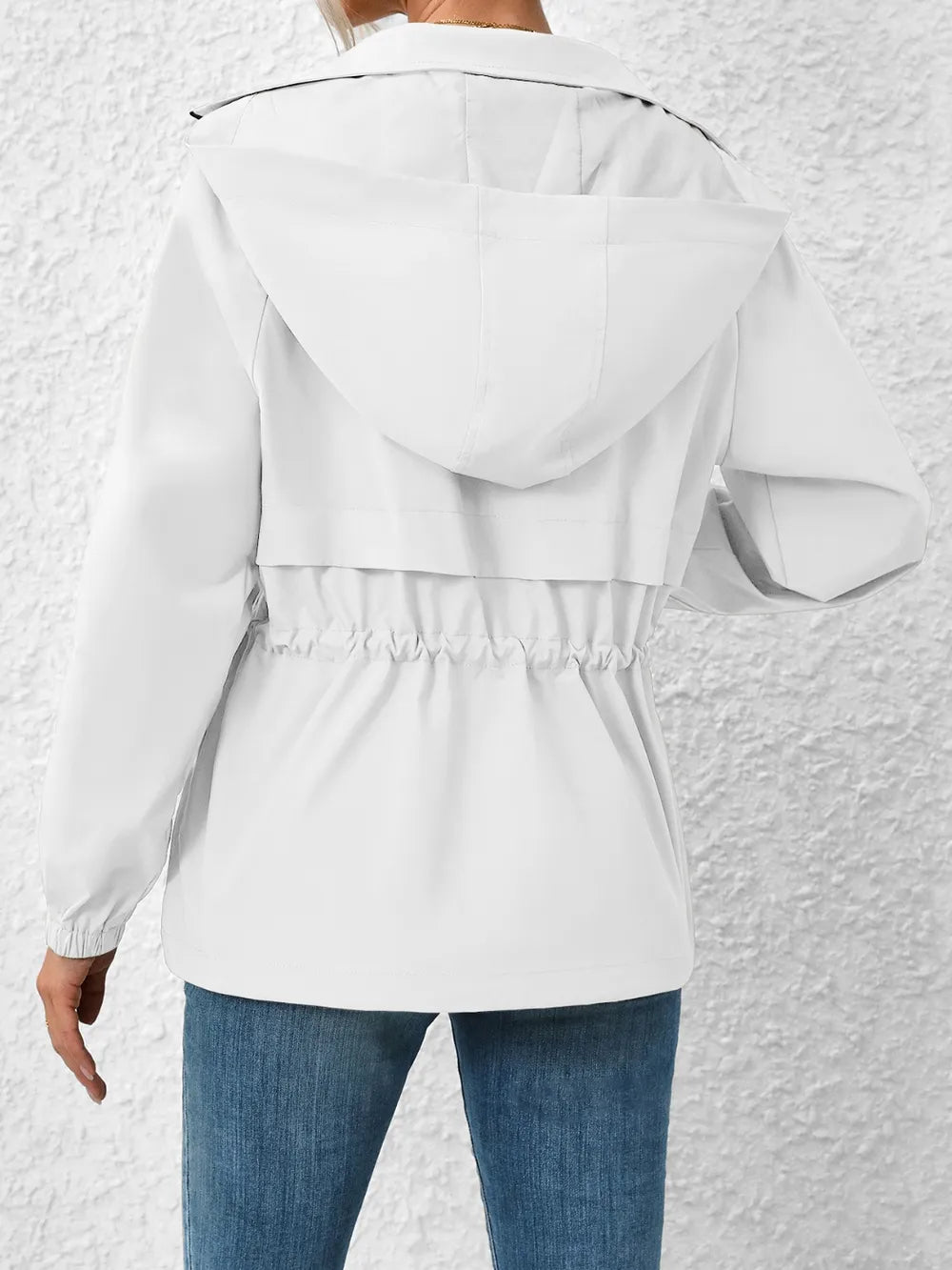 Ivy Lane Drawstring Zip Up Hooded Jacket, view 6