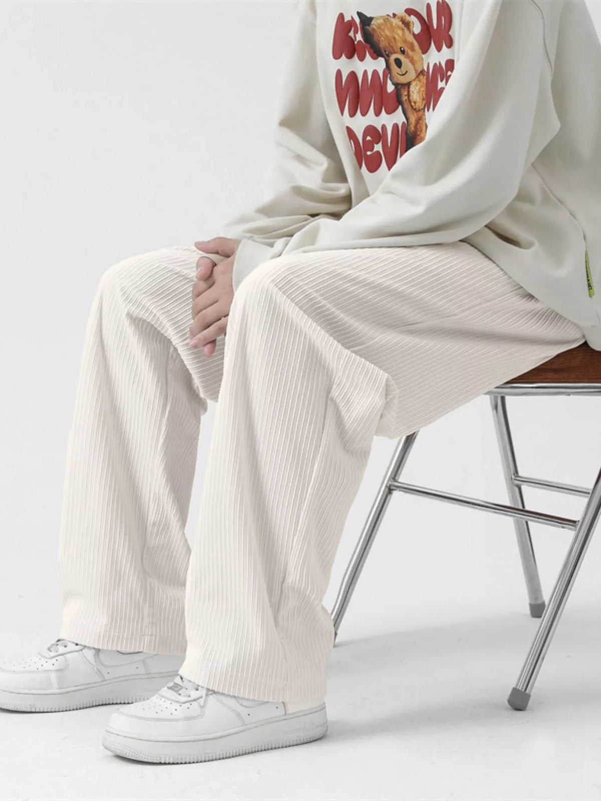 Men's Full Size Drawstring Wide Leg Corduroy Pants Plus Size, view 5