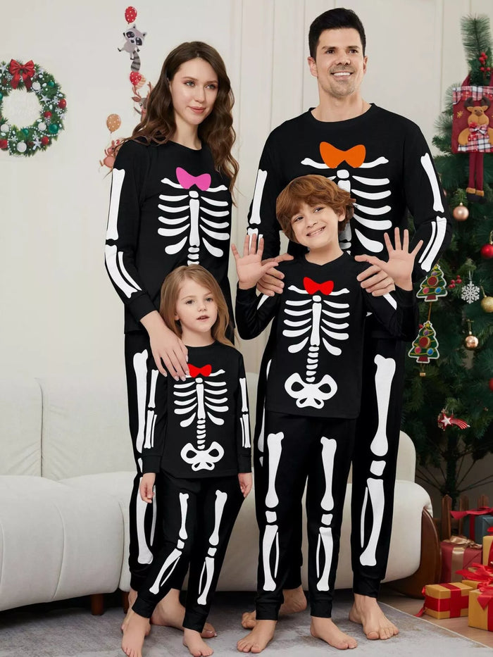Full Size Matching Family Skeleton Pajama Set Plus Size