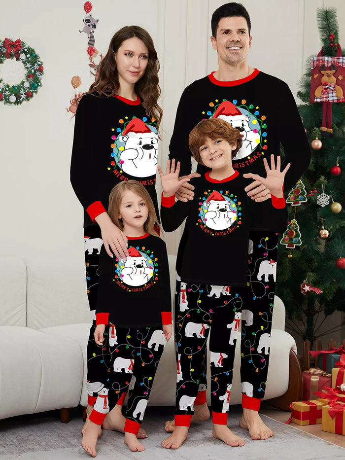 Full Size Family Matching Christmas Pajamas Set with Polar Bear Print Plus Size - Lilixa.store