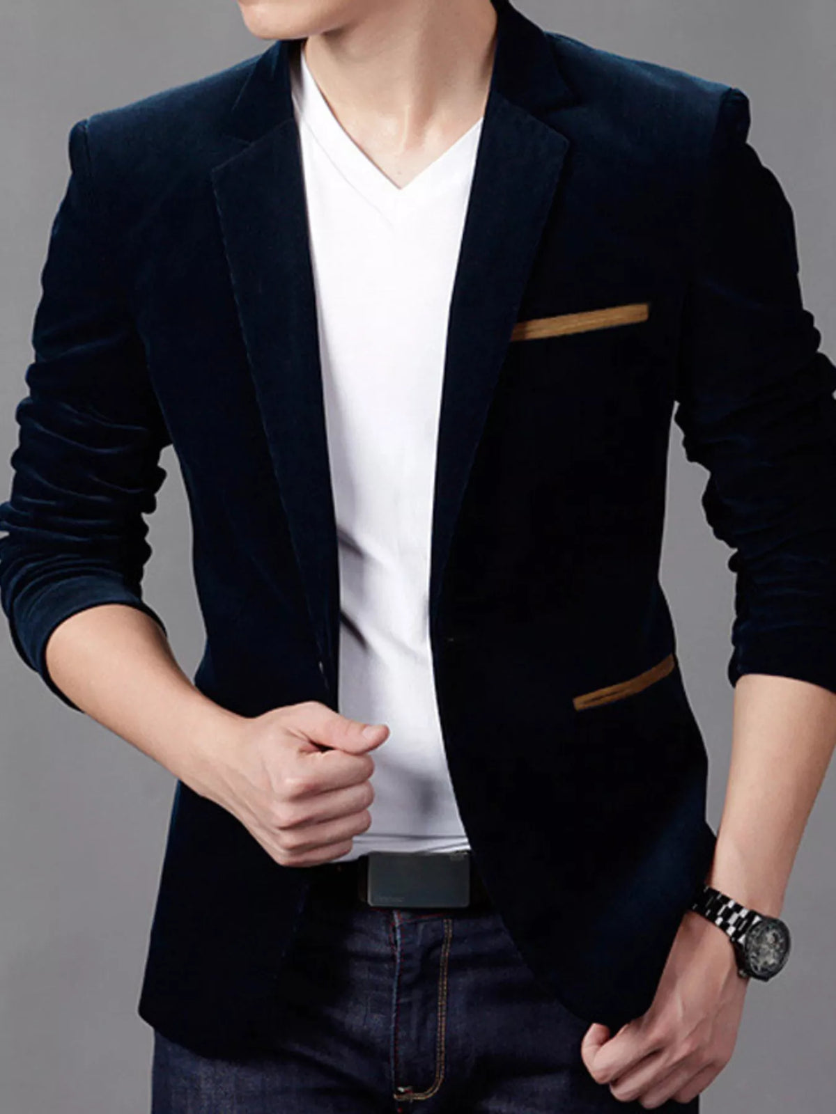 Men's Plus Size Slim Fit Velvet Blazer - Lilixa.store