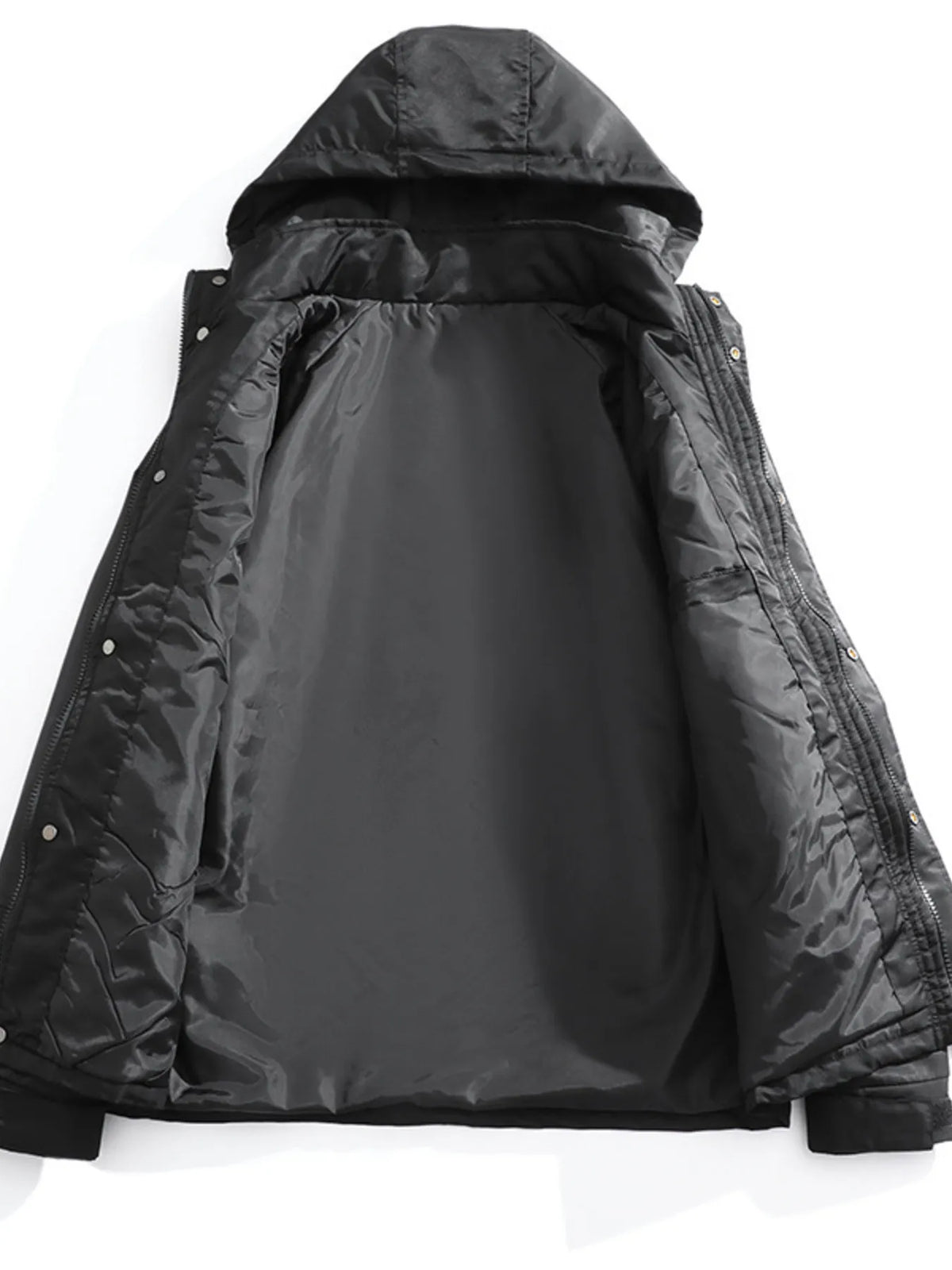 Men's Waterproof Windbreaker Hooded Tactical Jacket in Black, view 4
