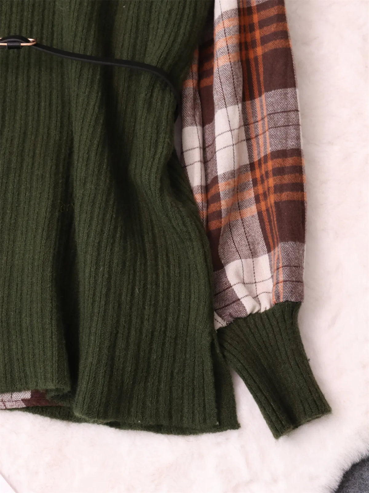 Plaid Long Sleeve Sweater Dress, view 15