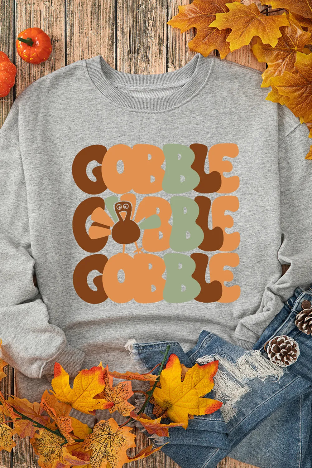 Letter Graphic Round Neck Long Sleeve Sweatshirt - Lilixa.store