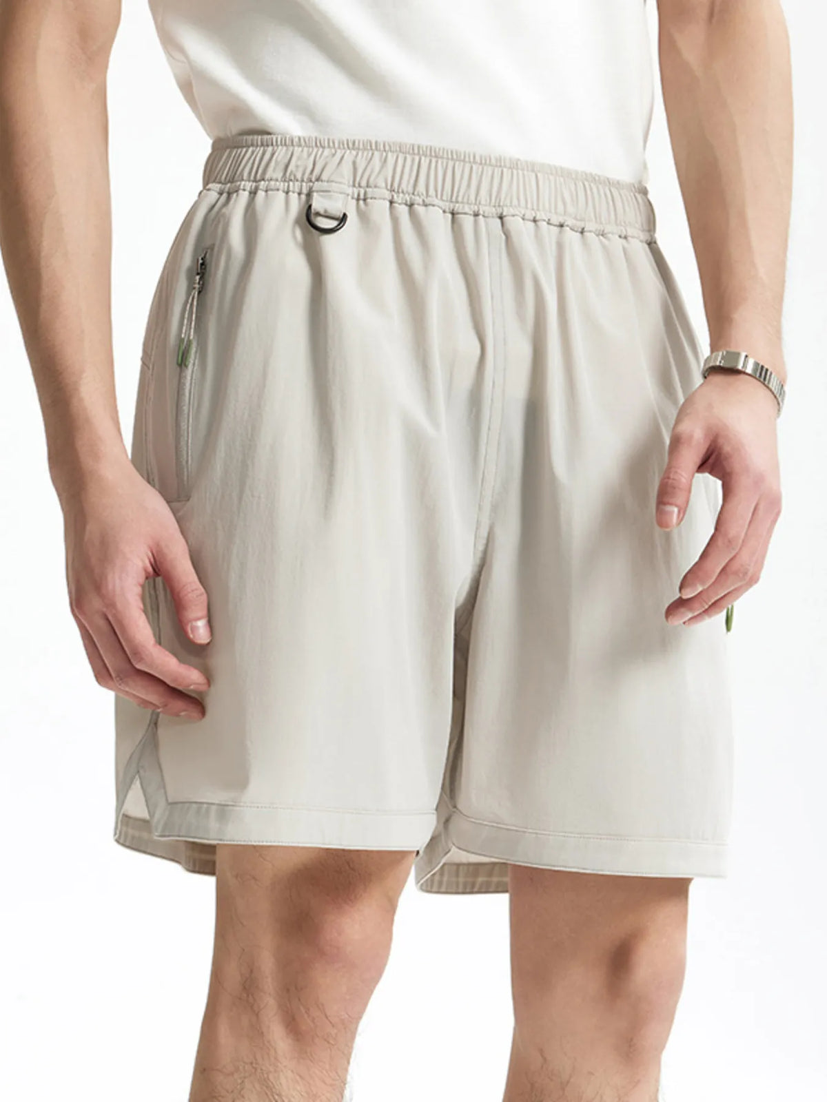 Men's Elastic Waist Shorts in Light Gray