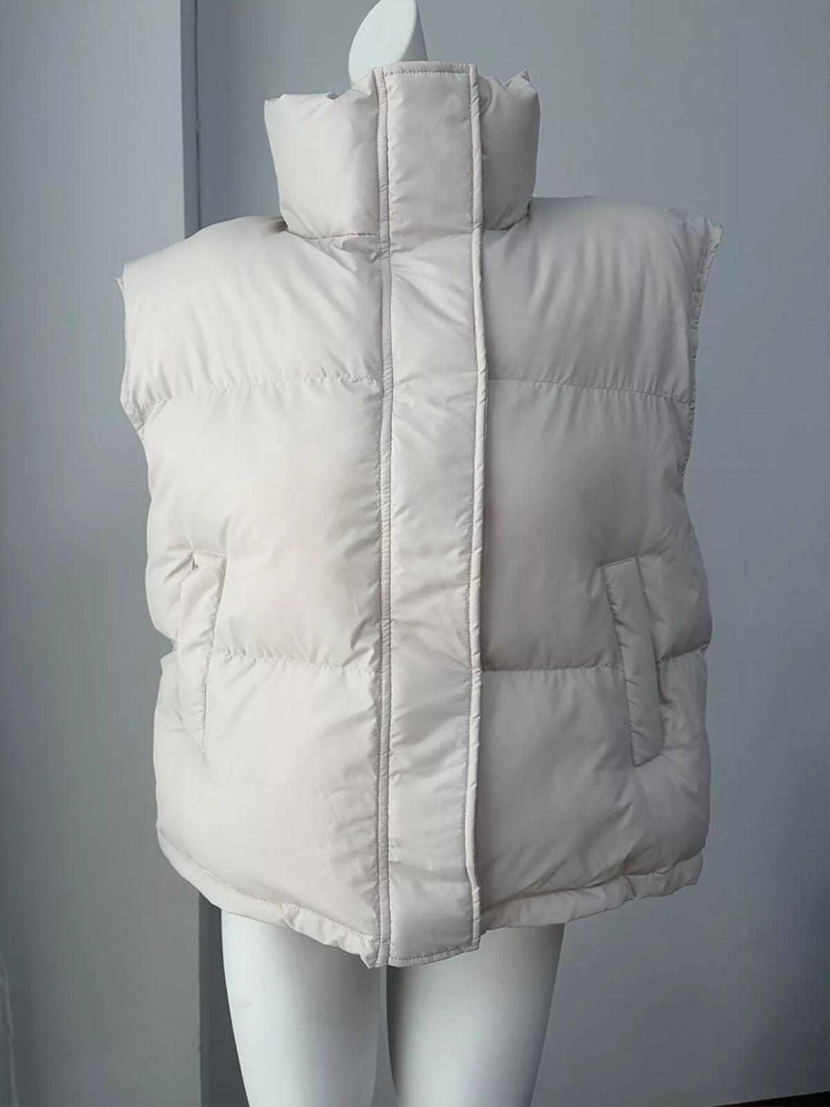 Snap-Button Placket Quilted Puffer Vest Coat, view 5