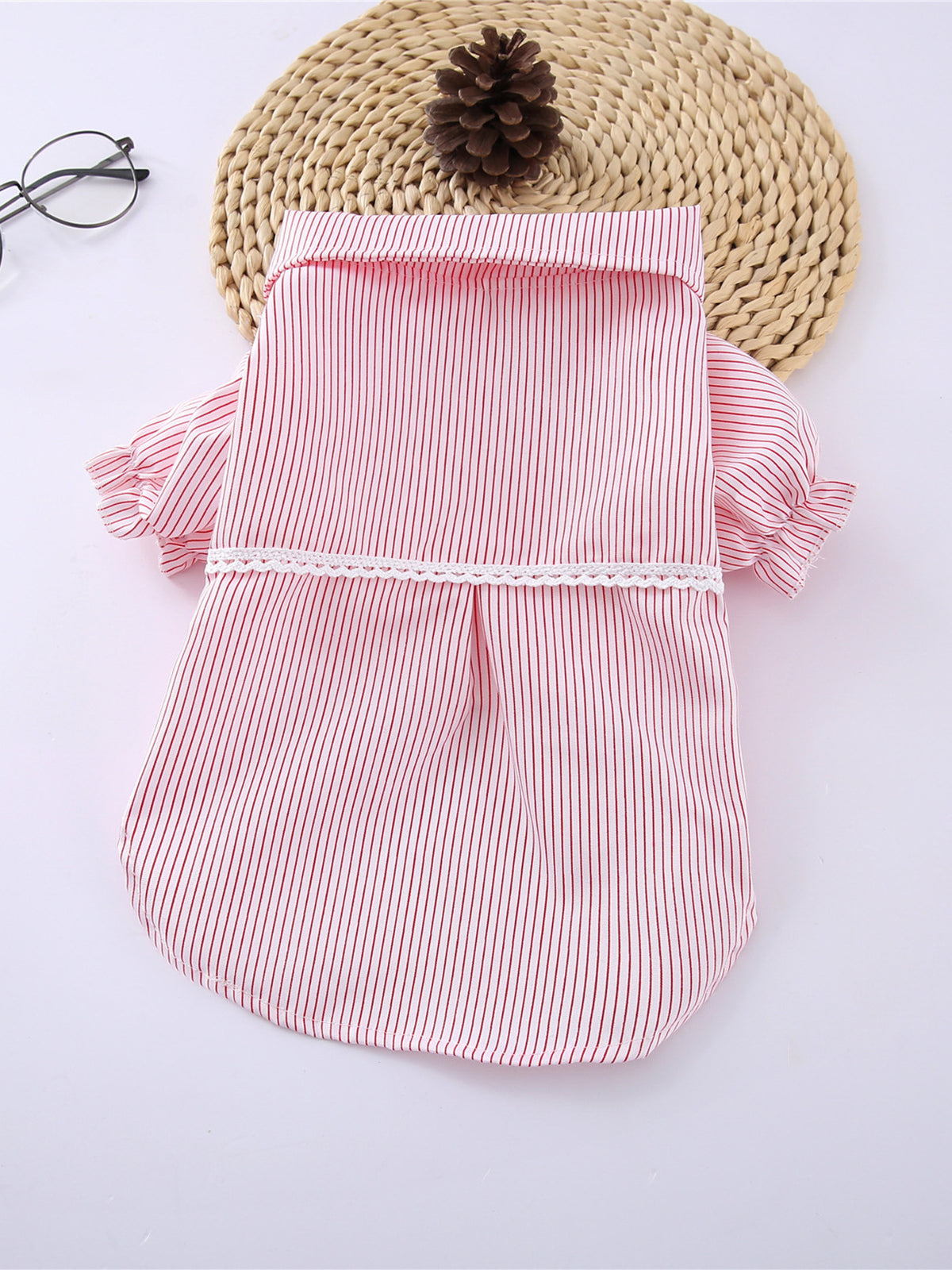 Striped Ruffle Pet Top with Bow