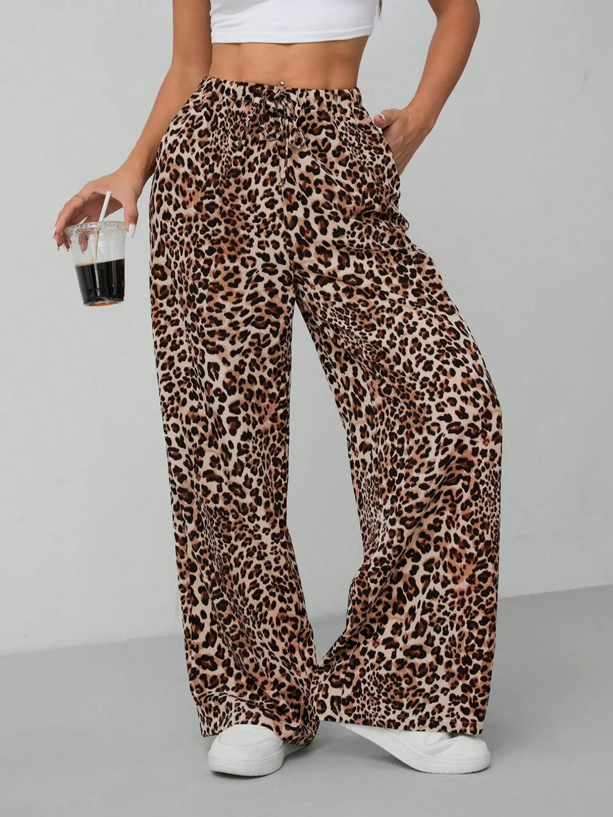 Leopard Print Wide Leg Pants - Lilixa.store