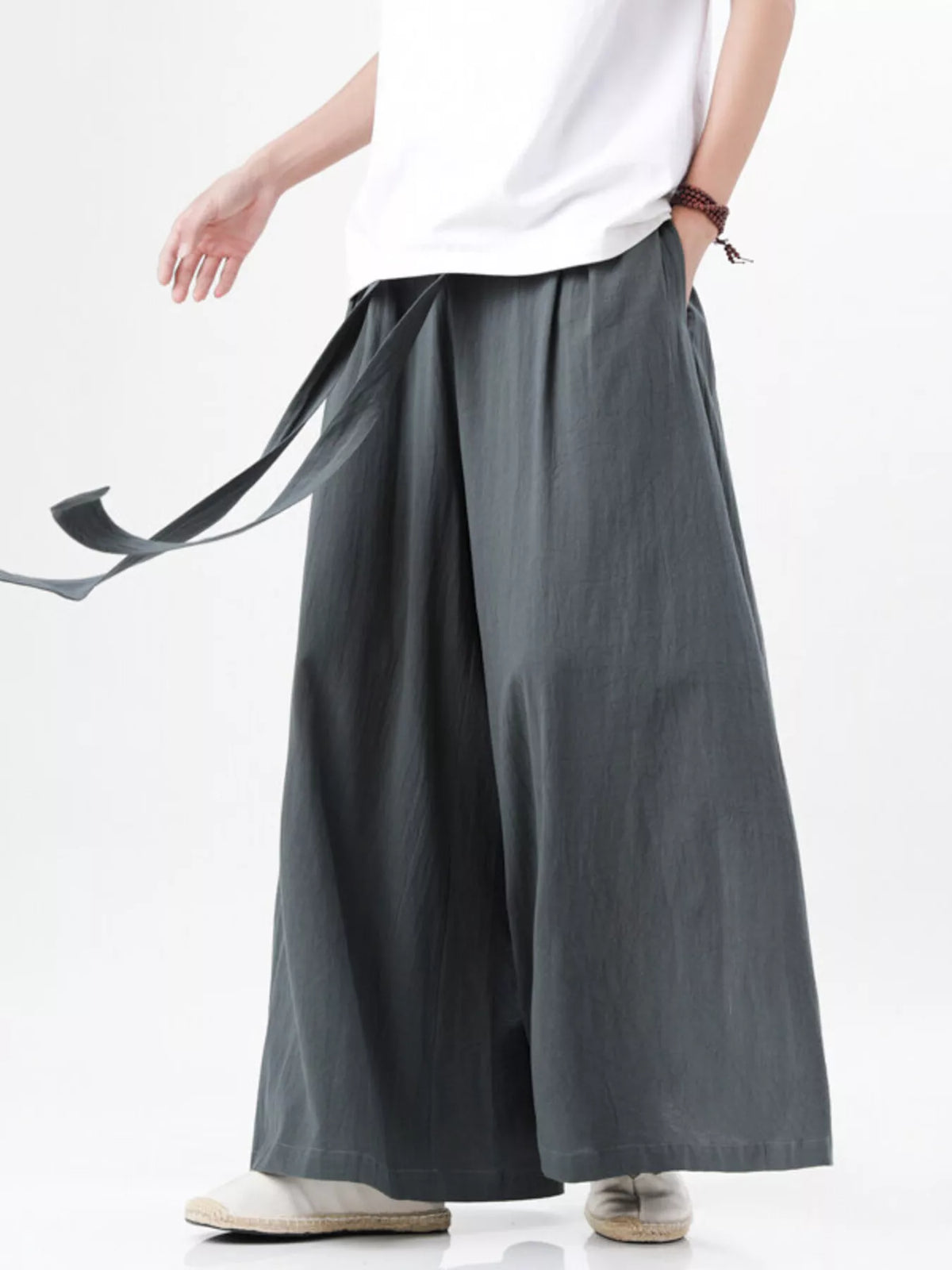 Men's Plus Size Wide Leg Pants in Gray
