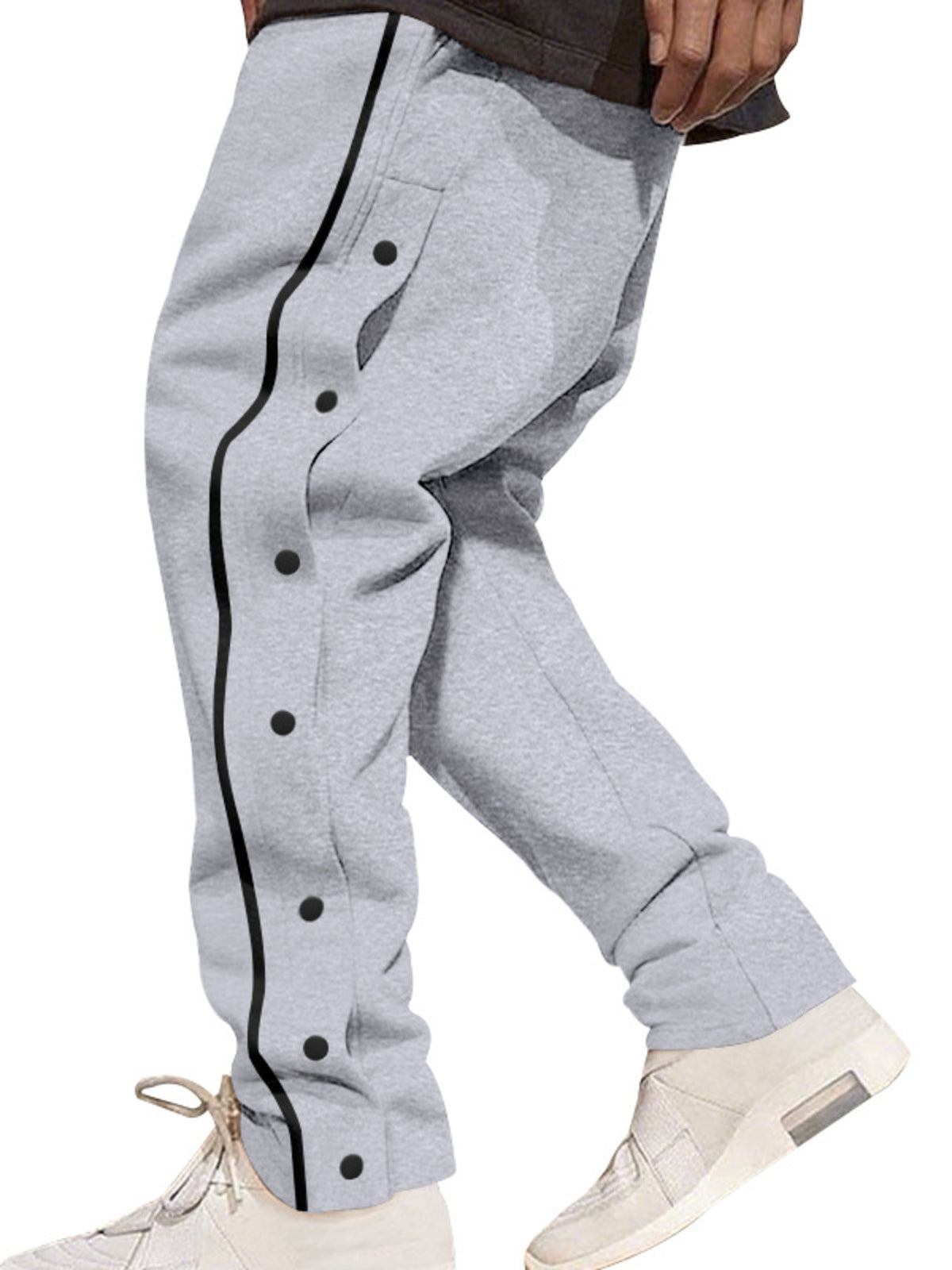 Men's Full Size Loose Fit Side Snap Button Track Pants Plus Size, view 2