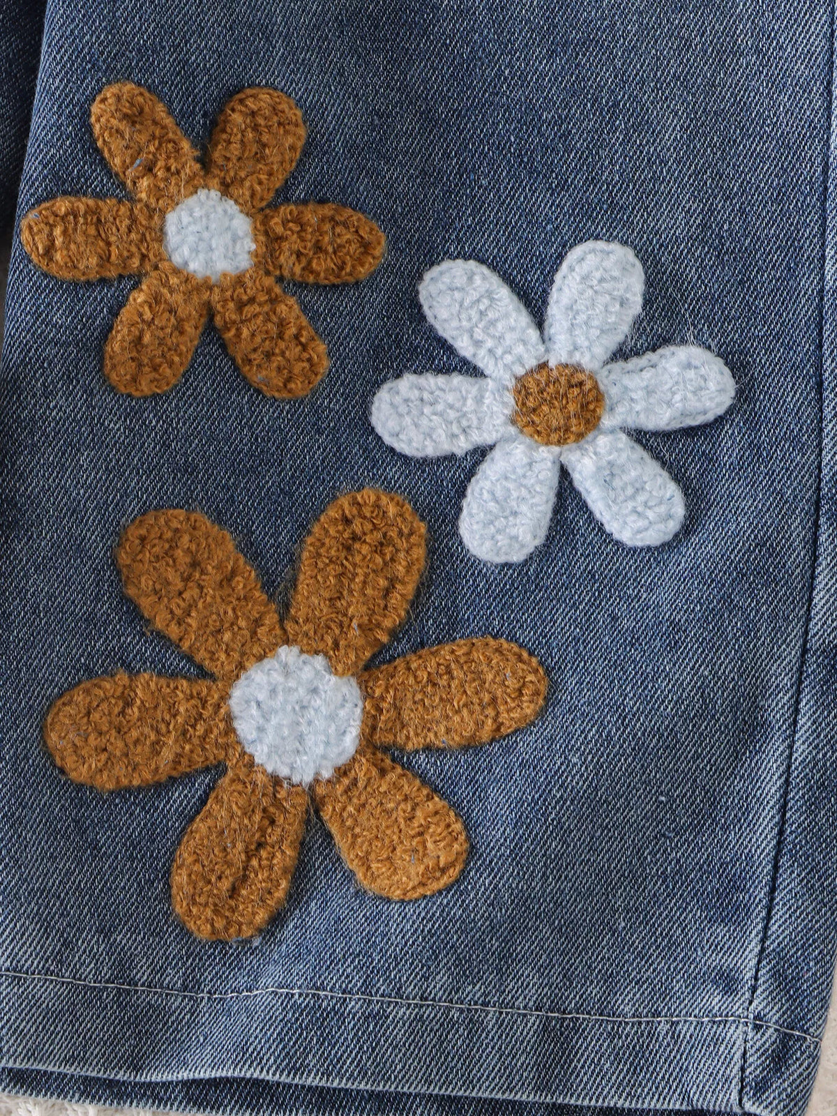 Children's Round Neck Top and Flower Jeans Set - Lilixa.store