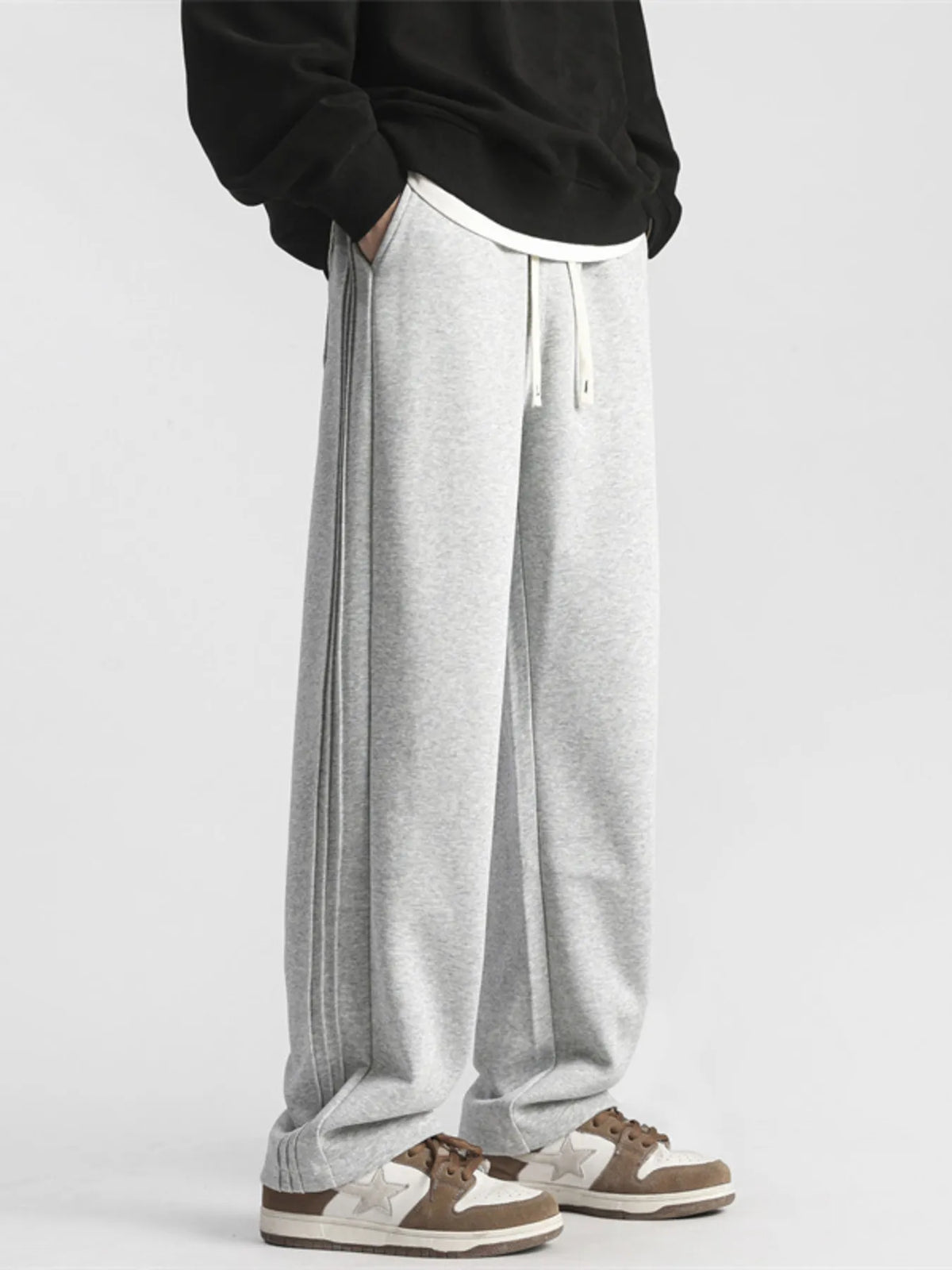 Men's Full Size Casual Loose-Fit Sweatpants Plus Size in Gray
