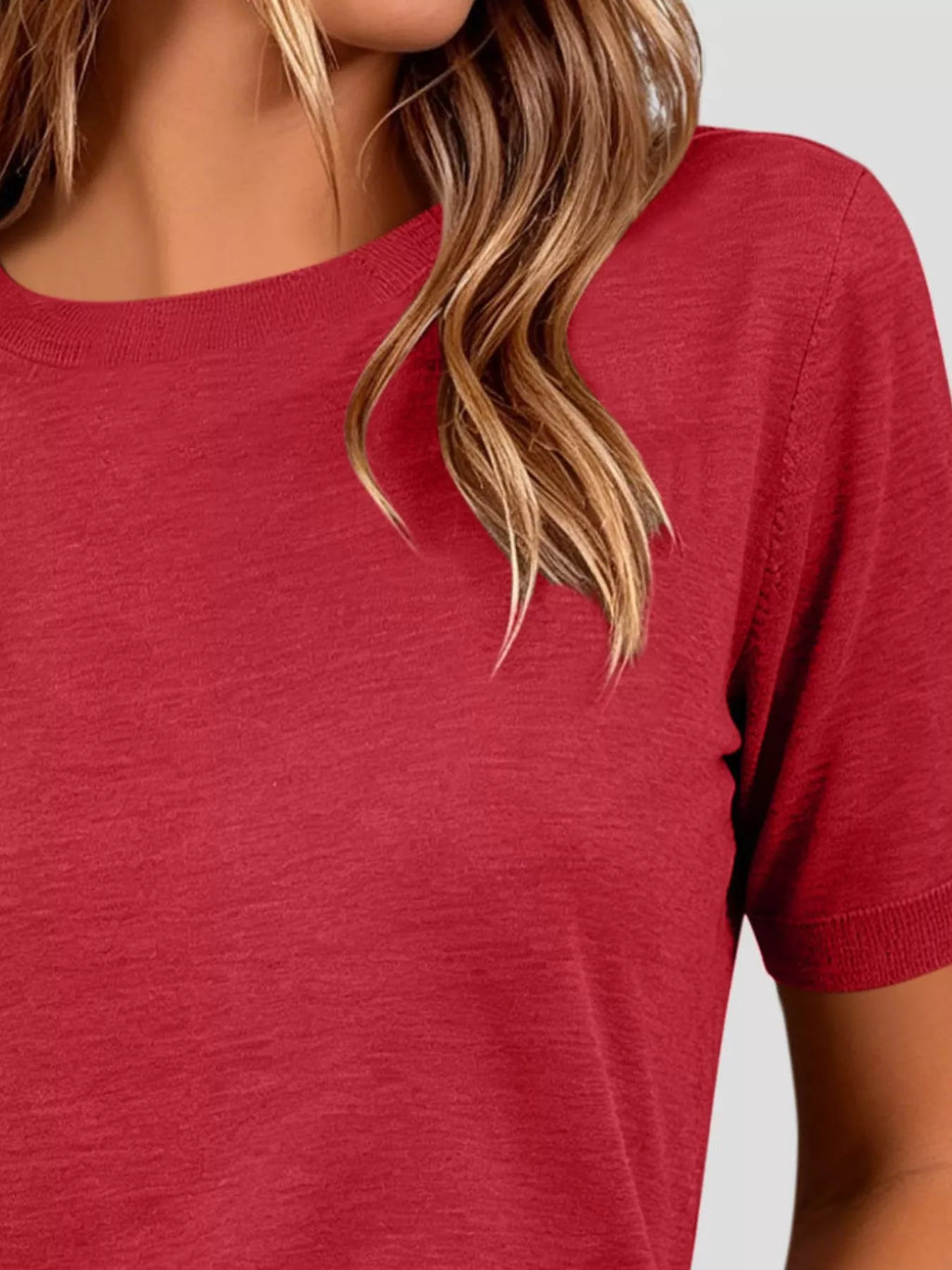 Classic Crew Neck Short Sleeve Knit Top - Lilixa.store