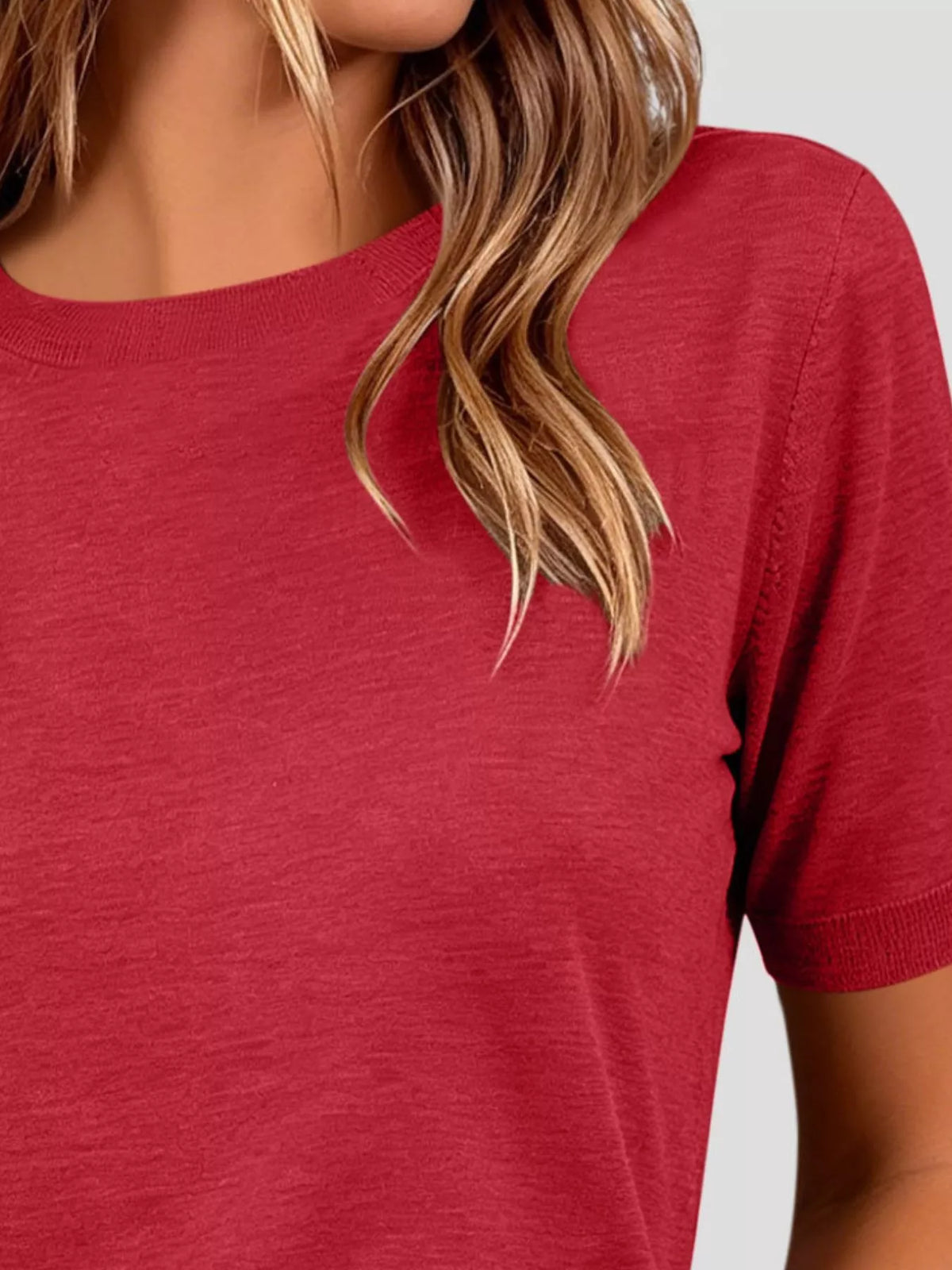 Classic Crew Neck Short Sleeve Knit Top - Lilixa.store