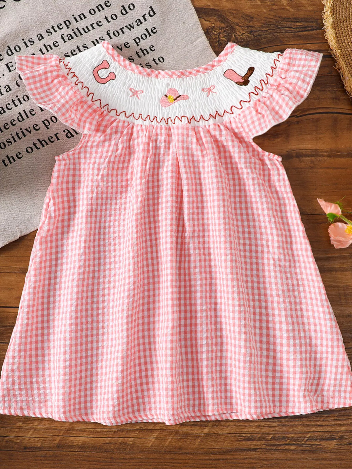 Children's Smocked Plaid Ruffle Sleeve Dress - Lilixa.store