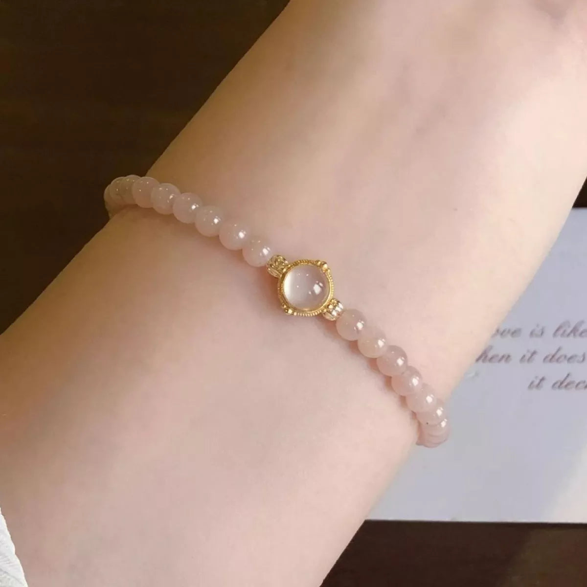 18K Gold-Plated Moonstone Bead Bracelet - Lilixa.store