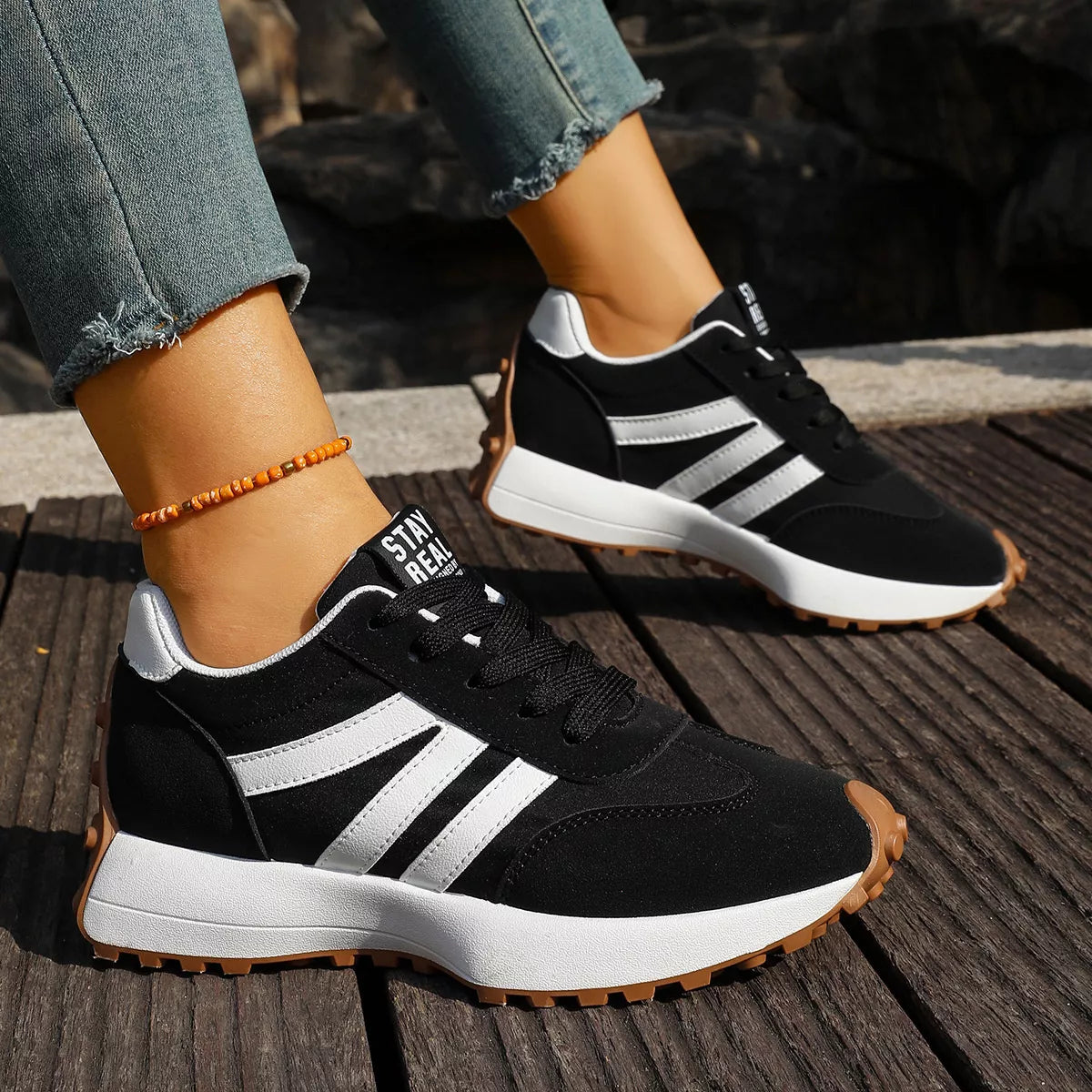 Round Toe Lace Up Sneakers - Lilixa.store