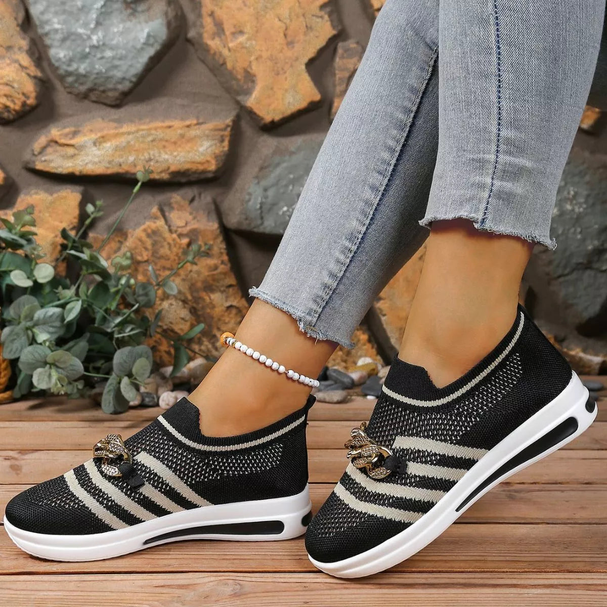 Round Toe Mesh Slip-Ons, view 12