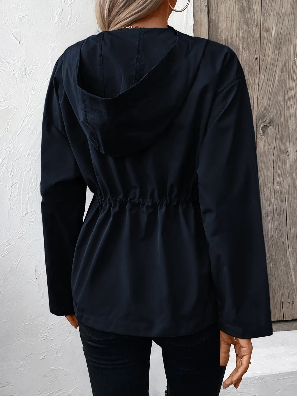 Ivy Lane Drawstring Zip Up Hooded Jacket, view 6