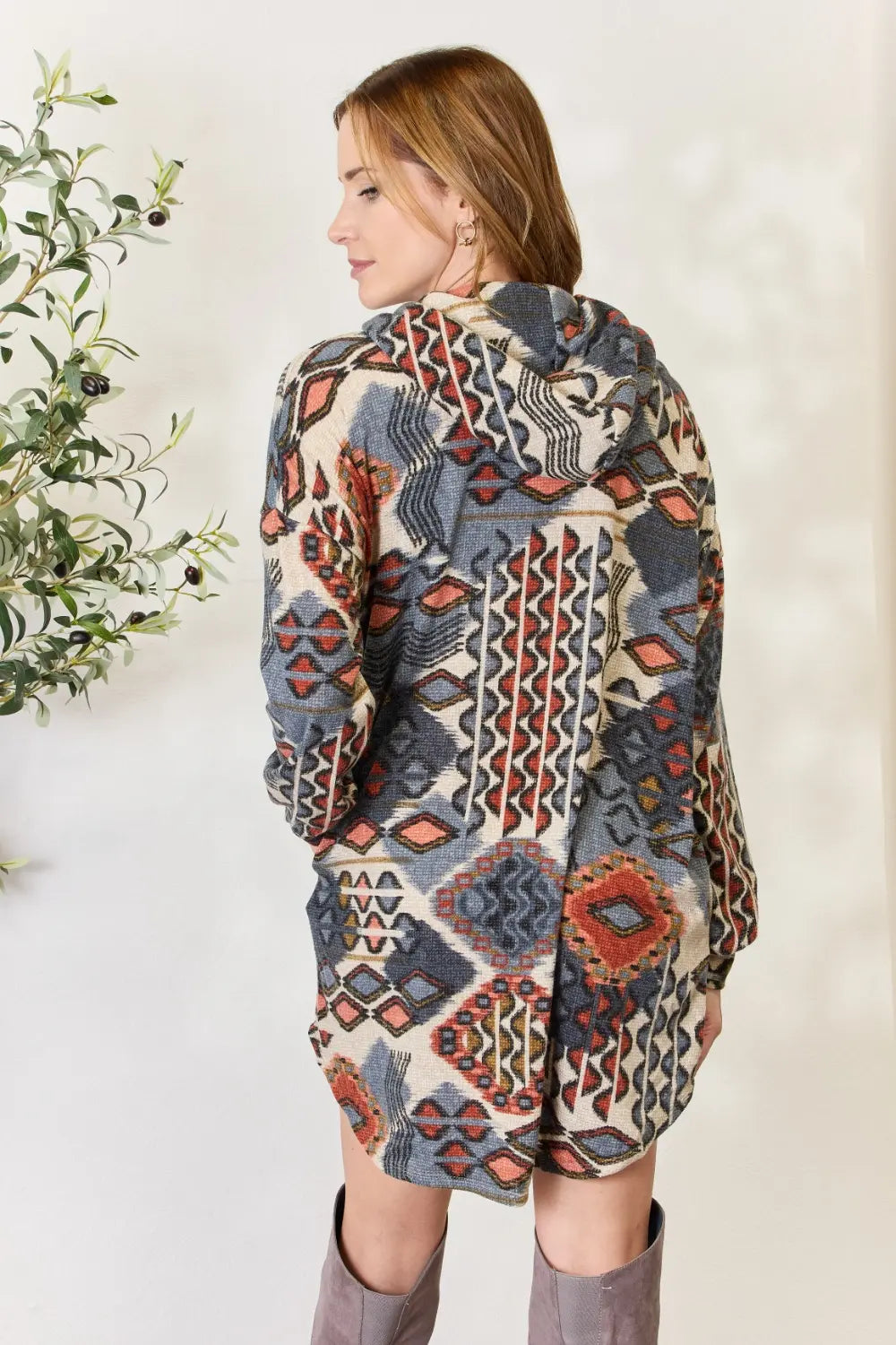 Heimish Full Size Printed Button Up Hooded Jacket, view 2