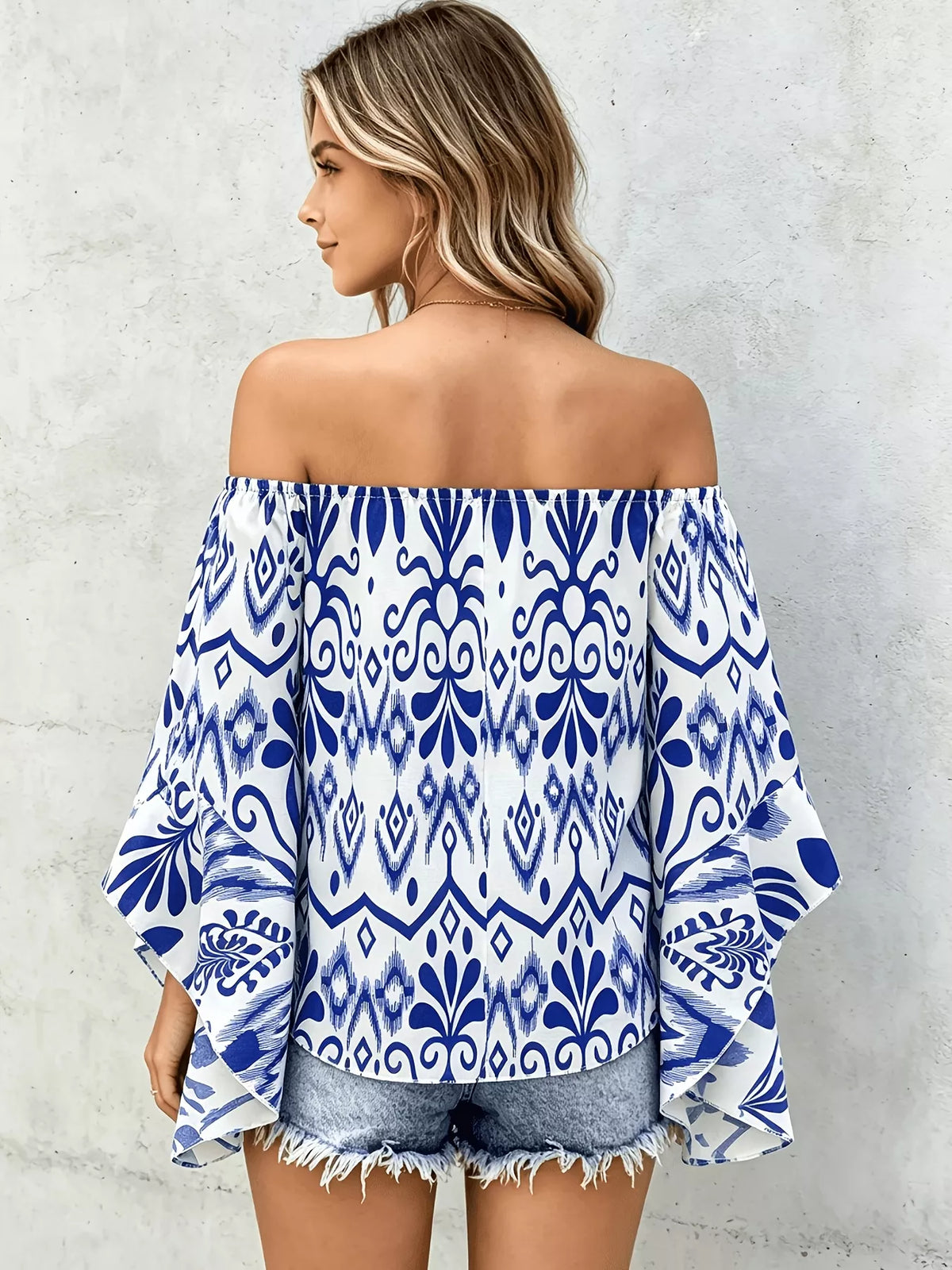 Printed Off Shoulder Blouse, view 7