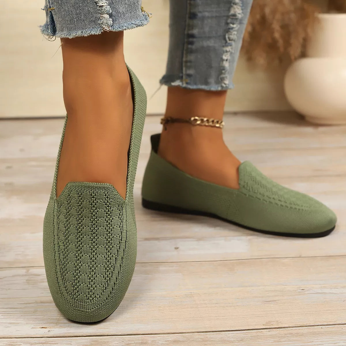 Breathable Knitted Slip-Ons