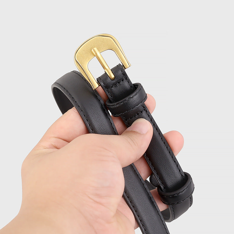 Leather Belt with Golden Buckle - Lilixa.store