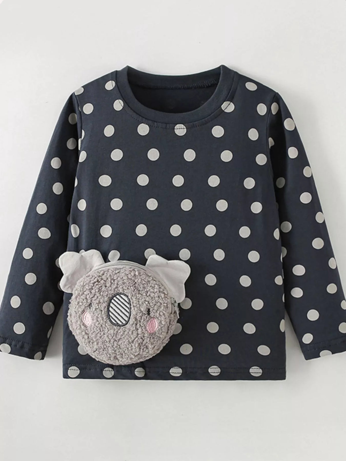 Children's Koala Plush Pocket Polka Dot T-Shirt - Lilixa.store