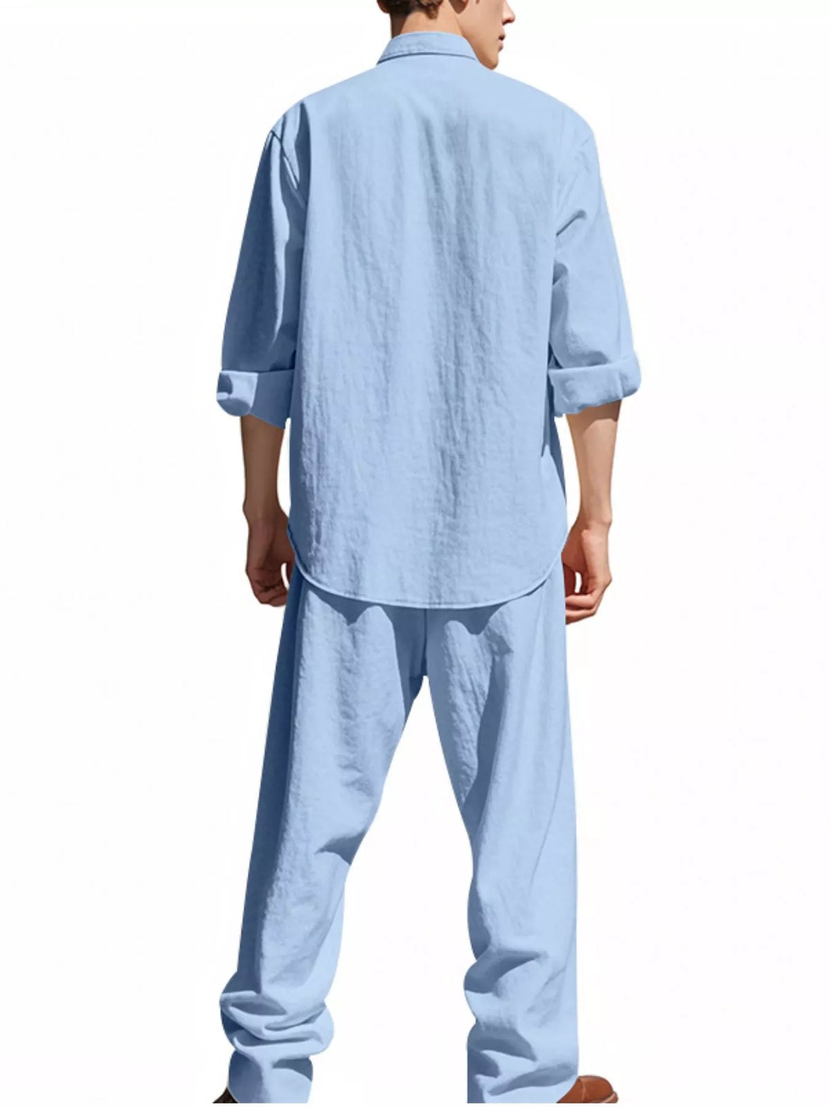 Men's Full Size Casual Button Up Shirt and Pants Plus Size - Lilixa.store