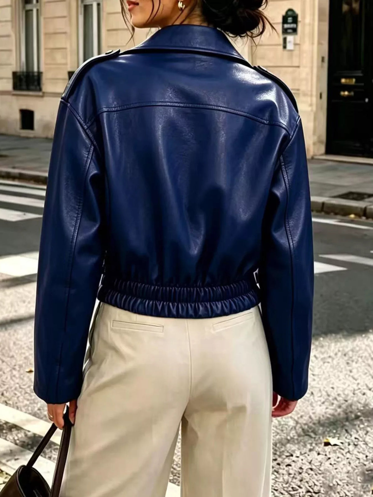 Faux Leather Zip Up Jacket - Lilixa.store