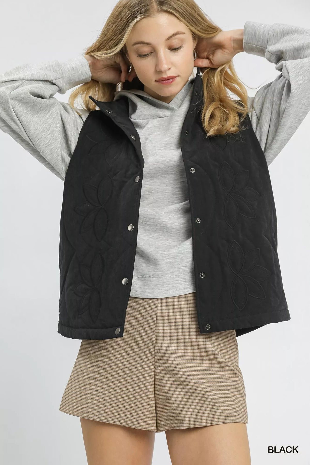 Umgee Quilted Embroidered Vest - Lilixa.store