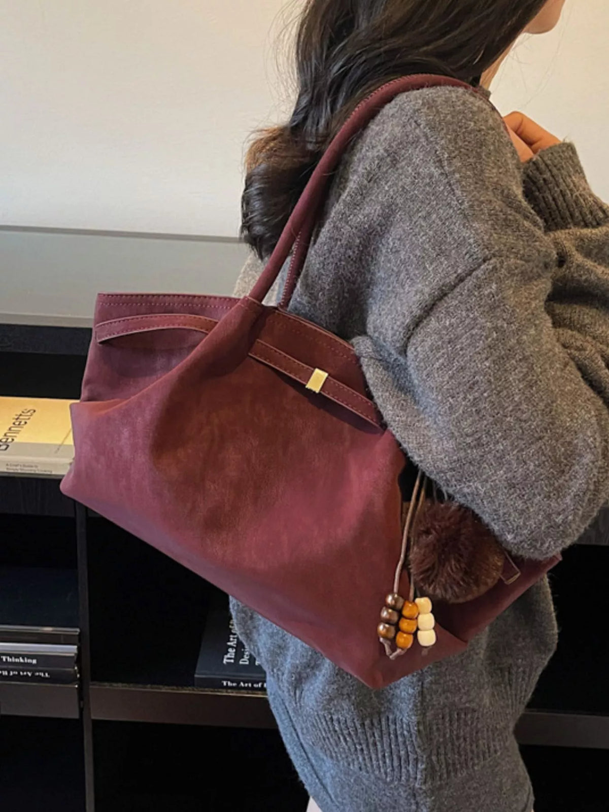 Decorative Tassel and Beads Tote Bag