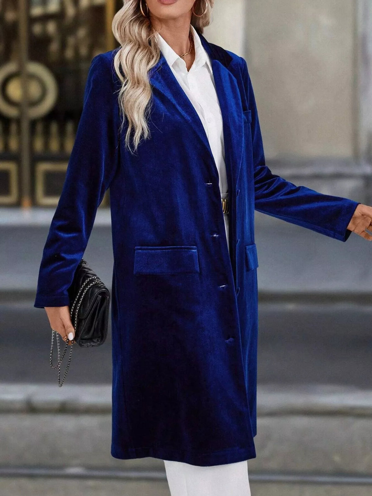 Lapel Collar Long Sleeve Longline Coat - Lilixa.store