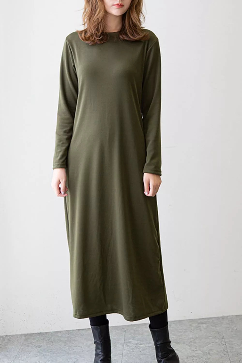 Casual Long Sleeve Midi Dress - Lilixa.store