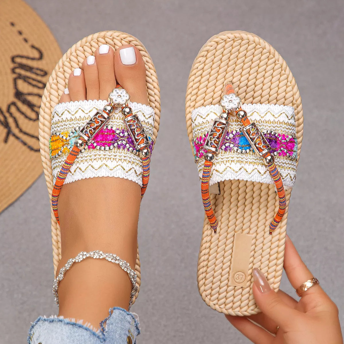 Toe Post Woven Sandals - Lilixa.store